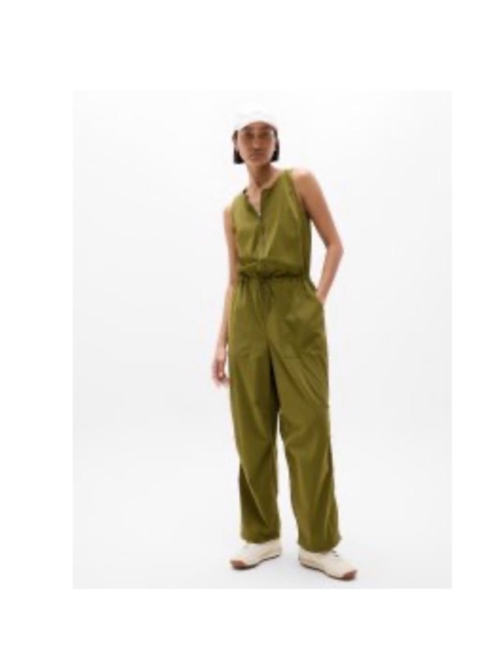 Athleta Sleeveless Wide-Leg Jumpsuit in Olive